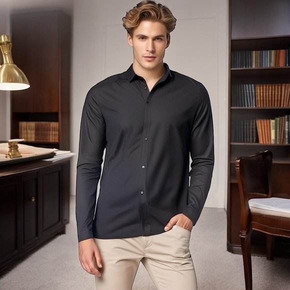HUGO BOSS Button Front Long Sleeve Slim Fit Men’s Cotton Dress Shirt - Picture 1 of 6